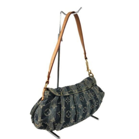 Authentic Louis Vuitton Denim Mini Pleaty Vintage Pouch Pochette Bag Monogram - Picture 4 of 14